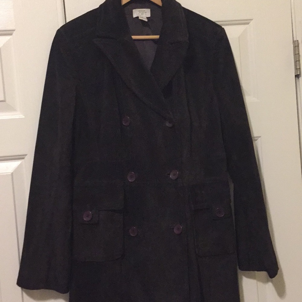 Dark brown suede fall coat